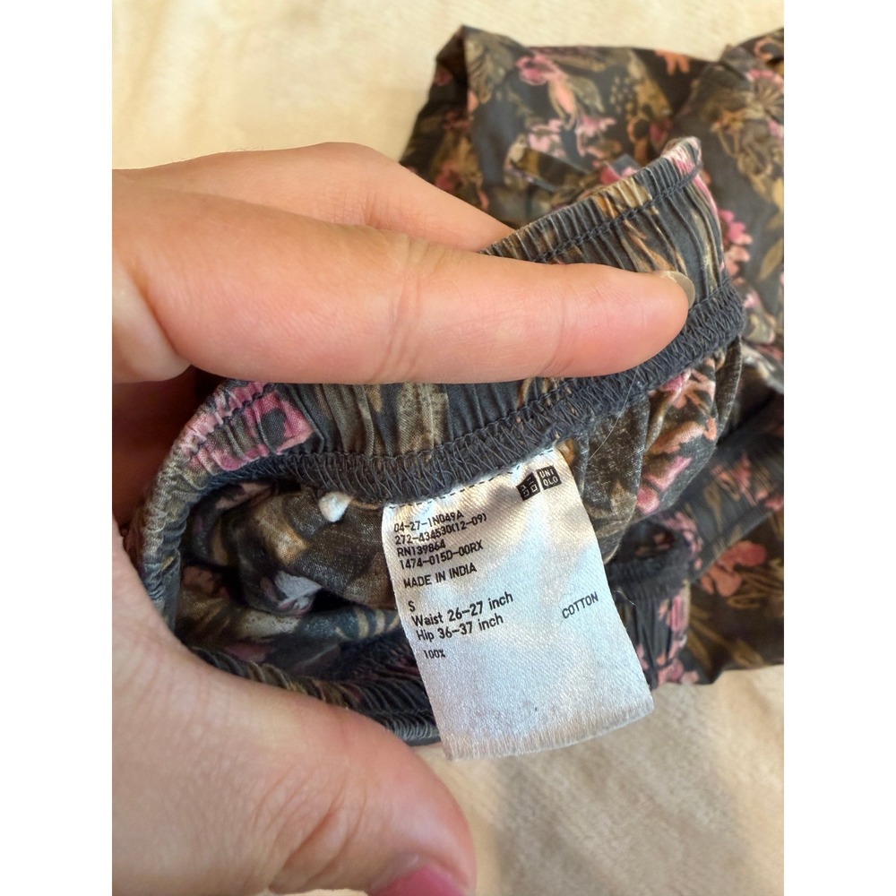Uniqlo Relaco LOT OF 2 Wide Leg Floral Lounge Pants Small 100% Cotton Loungewear - Picture 3 of 6